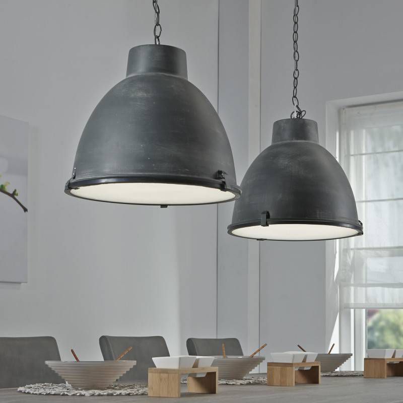 Industriële Hanglamp met dubbele kap, kleur grijs - Lampenwinkel.org